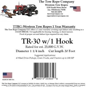 WESTERN TOW ROPE TR-30 w/1 Hook